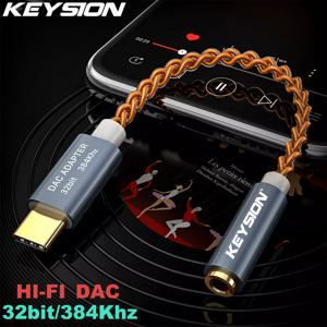 KEYSION-HIFI DAC 이어폰 앰프 USB C 타입 3.5mm 헤드폰 잭 오디오 어댑터 32bit 384kHz, 디지털 디코더 AUX 변환기