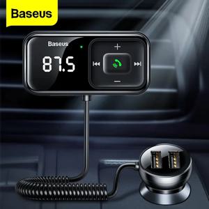 Baseus 자동차 FM 송신기 블루투스 호환 5.0 USB 자동차 충전기 AUX 핸즈프리 무선 키트 자동 라디오 변조기 MP3 플레이어, Bluetooth 호환