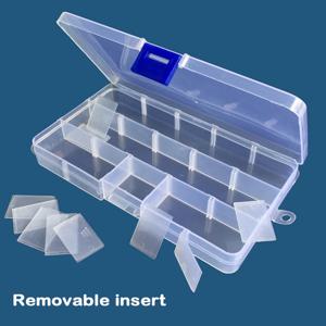 단추 정리함 15 그리드 투명 플라스틱 스토리지 주최자 구획 조정 가능한 컨테이너 상자 쥬얼리 단추 사각형 상자 케이스