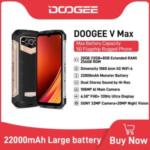 DOOGEE V Max 5G 견고한 휴대폰, 22000mAh, 12GB + 256GB 핸드폰, 108MP 카메라 휴대폰, 120Hz 디멘시티 1080, 고해상도, 월드 프리미어