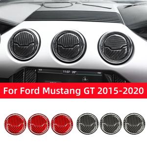 포드 머스탱 GT 2015-2021 용 탄소 섬유 자동차 중앙 대시보드 에어컨 배출구 장식 커버 트림