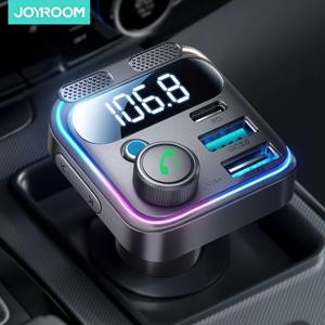 JOYROOM 차량용 블루투스 5.3 FM 송신기 48W PD & QC3.0 차량용 충전기 어댑터 블루투스 & U 디스크, 듀얼 마이크, 핸즈프리 통화