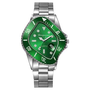 남성용 쿼츠 손목 시계, 특이한 개념, 충돌 녹는 트위스트 모양 케이스, 남성 사방 녹색 시계, Reloj Hombre