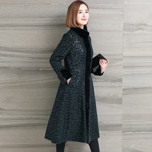여성용 밍크 모피 칼라 100% 양가죽 코트, 한국 롱 코트, 진짜 가죽 재킷, 겨울 재킷, 2023 신상