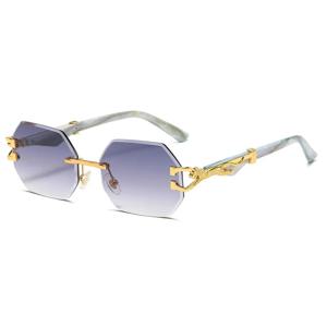 육각형 무테 사각 선글라스, 레트로 남성 선글라스, 브랜드 디자이너 안경, UV400 쉐이드, 여성 가파스