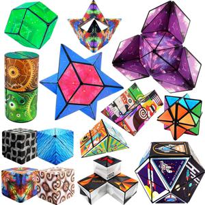 다목적 매직 큐브 안티 스트레스 피젯 장난감, 기하학적 3D 무한 퍼즐 큐브, 어른들의 안티 스트레스 장난감