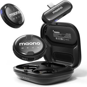 MAONO 무선 라발리에 마이크, 라펠 마이크, 소음 감소, 아이폰 15, 안드로이드, USB C, 틱톡, 스트리밍, 브이로그, WM620 PC2 에 적합