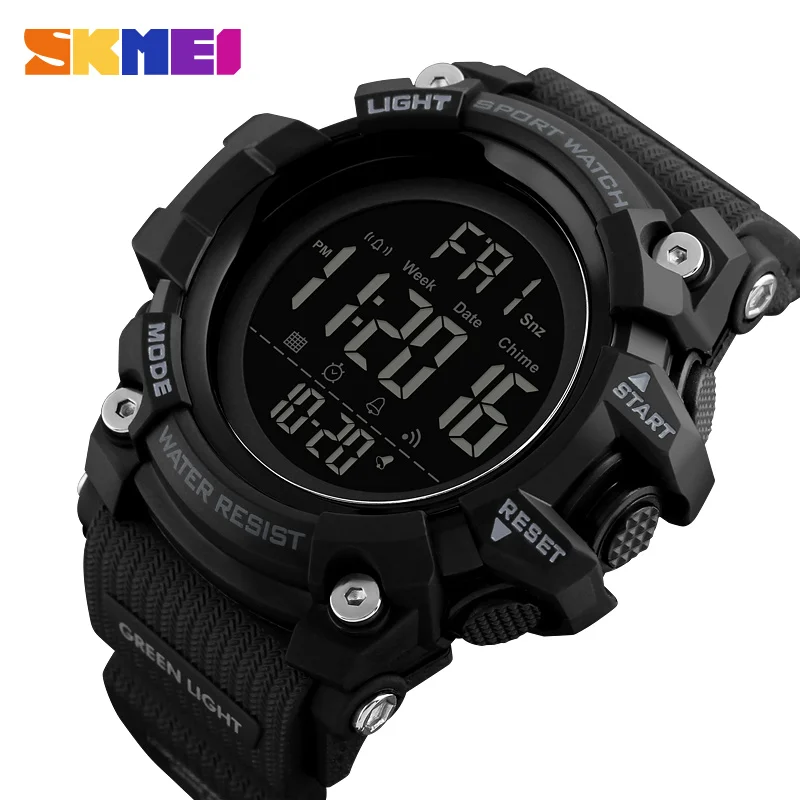SKMEI 1384 스포츠 스톱워치 카운트 다운 남성용 디지털 시계, 남성용 부드러운 시계, 충격 방지 2 시간