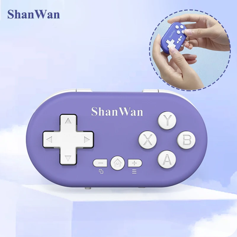 Shanwan 마이크로 무선 블루투스 컨트롤러, 포켓 사이즈 미니 게임 패드, PC, 안드로이드, iOS, 윈도우용, 휴대용 콘솔 조이스틱