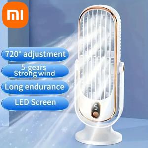 샤오미 전기 선풍기 720 ° 강풍 냉각 USB LED 디스플레이, 5 단계 속도 조절, 가정 사무실용 데스크탑 타워 선풍기