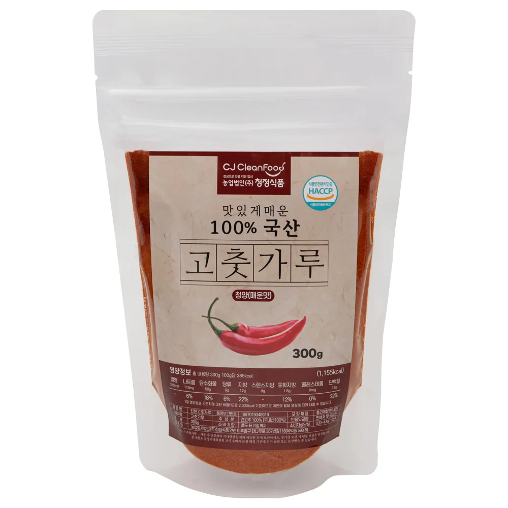 청정식품 국내산 100% 매운맛 고운 고춧가루 청양 300g CJA005-99