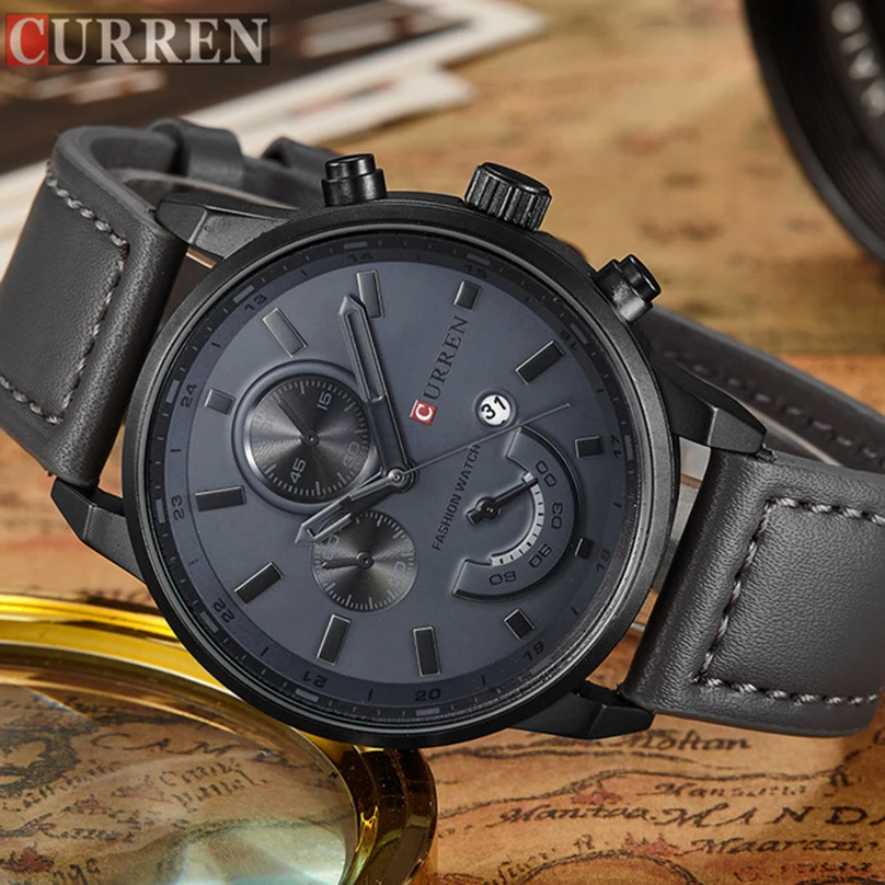 CURREN 쿼츠 손목 시계 남성용, 최고 브랜드 럭셔리 유명 손목시계 쿼츠 시계