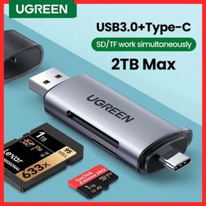 UGREEN 카드 판독기 USB3.0 USB C SD 마이크로 SD 카드 판독기 노트북 컴퓨터 스마트 메모리 Cardreader SD 카드 판독기 카드 어댑터