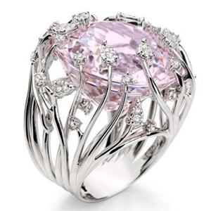 신제품 925 스털링 실버 반지, 상감 핑크 크리스탈 지르콘 과장된 반지 여성 웨딩 주얼리 선물