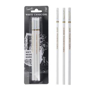 흰색 스케치 숯 연필, 그림 그리기 표준 하이라이트 탄소 펜, 미술 공예 도구, 학교 용품, 3 개