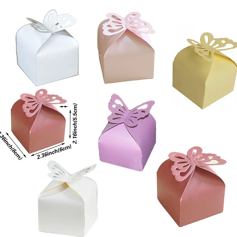 20/30/50PCS 다채로운 나비 Dragees 상자 공짜 호의 및 선물 초콜렛 상자 포장 상자 손님을위한 결혼 선물 상자