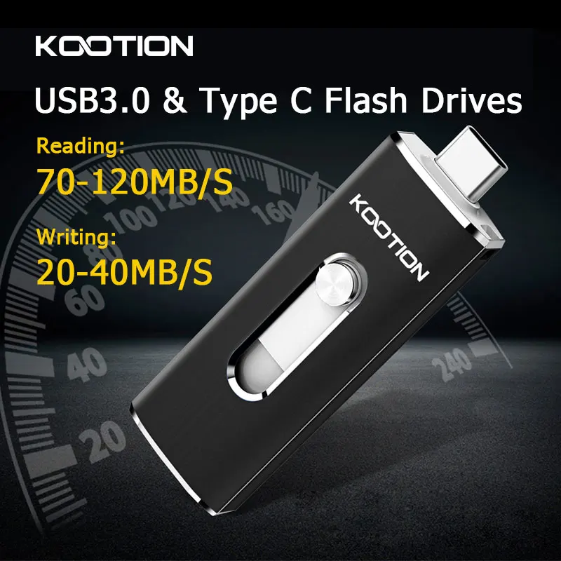 KOOTION U21 타입 C USB 플래시 드라이브, 32GB 64GB 128GB 256GB, OTG 펜 드라이브 메모리 스틱, USB 키 3.0 펜드라이브, 안드로이드 PC 노트북용