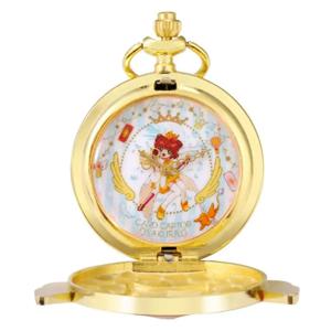 일본 애니메이션 카드캡터 사쿠라 스타 윙 키 모양 매직 걸 다이얼 디자인, 쿼츠 포켓 시계 체인, 팬들을 위한 여성 시계 선물