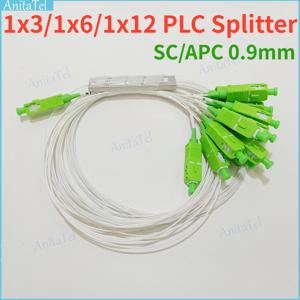 광섬유 PLC 스플리터, 1x3/6/12 SM, 0.9mm, 1X3, 1x6, 1x12 SC APC, G657A1 PVC, 1m SM FTTH, 광학 PLC 스플리터 SC/APC