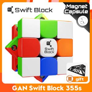 CubeFun 스위프트 블록 355S 큐브 GAN 스티커리스 3x3x3 스피드 큐브, 마그네틱 전문 큐브 GAN 355S 3x3 교육용 장난감