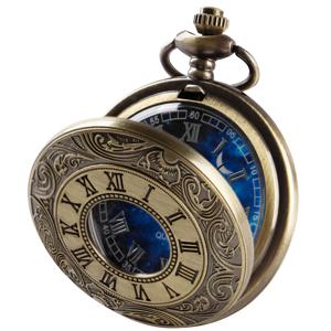 블루 다이얼 쿼츠 포켓 시계, 빈티지 목걸이 펜던트 시계, 남녀공용 최고의 명절 선물, 특별한 앤티크 디자인