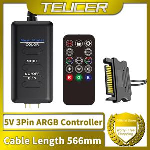 TEUCER LC-S50R ARGB 5V 3PIN to SATA 인터페이스 확장 케이블 라이트 컨트롤러, PC 케이스 팬용 원격 제어