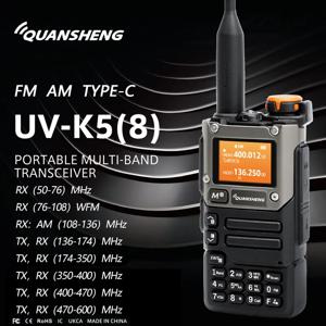 Quansheng UV K5 (8) 워키토키, 휴대용 Am Fm 양방향 라디오 커뮤테이터 스테이션, 아마추어 햄 무선 세트, 장거리 리시버