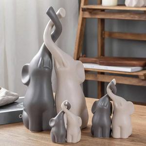 세라믹 코끼리 커플 인형 미니어처 동물 장식품, 크리에이티브 인형 및 공예품, 거실용 가구, 2 개