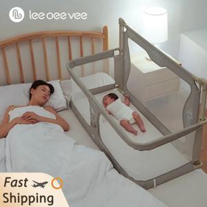 LEEOEEEVEE 간단하고 가벼운 아기 간이 침대, 이중 사용, 편안한 유아 침대, 침대 내 안전 보호 침대 옆 침대