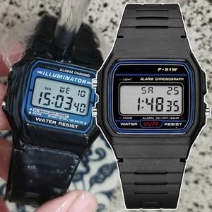 F91W 남성용 패션 LED 디지털 시계, 여성용 스포츠 밀리터리 손목시계, 빈티지 실리콘 손목밴드, 전자 시계