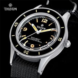 THORN 50-Fathoms 남성용 시계, 빈티지 NH35 무브먼트, 자동 K9 미네랄 크리스탈 TR900 C3 야광 바라쿠다, 200M 방수, 40mm