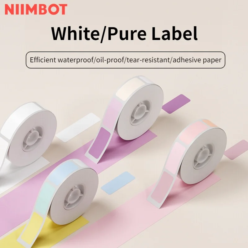 NiimBot 인쇄 용지 이름 스티커, 방수 자체 접착 만화 라벨 용지, 흰색, 색상, 투명, D11