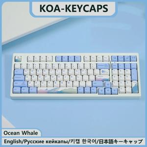 KBDiy 기계식 키보드 키트용 KOA 키캡, Ocean Whale PBT 키캡, MOA 7u, MAC ISO, 일본어, 한국어, 러시아어, 135 키 세트