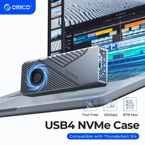 ORICO 냉각 선풍기 포함 알루미늄 호환 썬더볼트 3/4, Mac 미니 iMac용, USB4 40Gbps 인클로저, 8TB PCIe4.0 NVME 인클로저