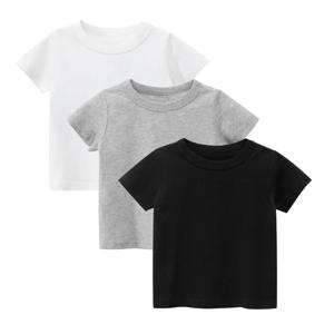 아동용 코튼 반팔 티셔츠, 블랙 화이트 그레이, 2-10 세 아동복