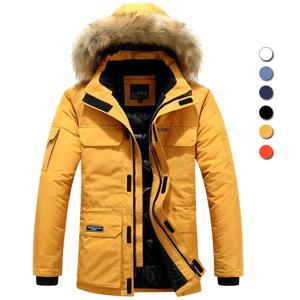 남성용 겨울 모피 후드 파카, 덕다운 스노우 재킷, 방풍 코트, 두꺼운-30 도, 따뜻한 야외 겉옷 M-6XL