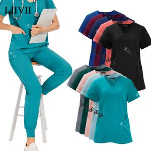 조거 세트 의사 간호사 스크럽 세트, 병원 수술 작업복, 여러 가지 빛깔의 여성복, 도매 의료 유니폼
