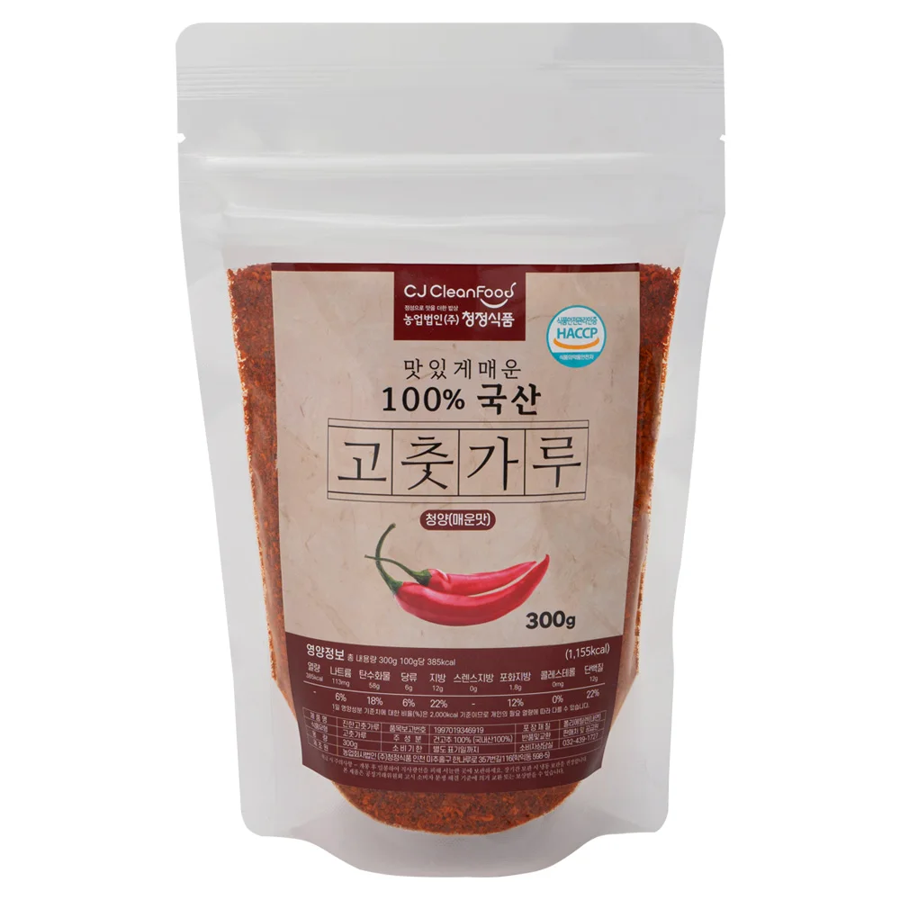 청정식품 국내산 100% 매운맛 굵은 고춧가루 청양 300g CJA005-9