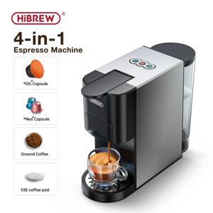 HiBREW 커피 머신 다중 캡슐 에스프레소 돌체 밀크 및 네스프레소 및 ESE 팟 및 파우더 커피 메이커, 스테인리스 금속 아웃룩 H3, 4 인 1