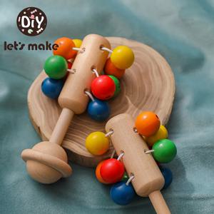 Let's make 아기 나무 장난감, 신생아 딸랑이 몬테소리 교육용 나무 공 0 최대 1 년 게임, 아기용 선물, 신제품