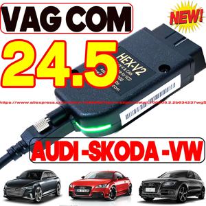 2024 OBDII 케이블 VCDS 인터페이스 VAG HEX V2 24.5 USB 인터페이스, 폭스바겐 아우디 스코다 시트 ATMEGA162 Vag com VCDS 다국어 도구