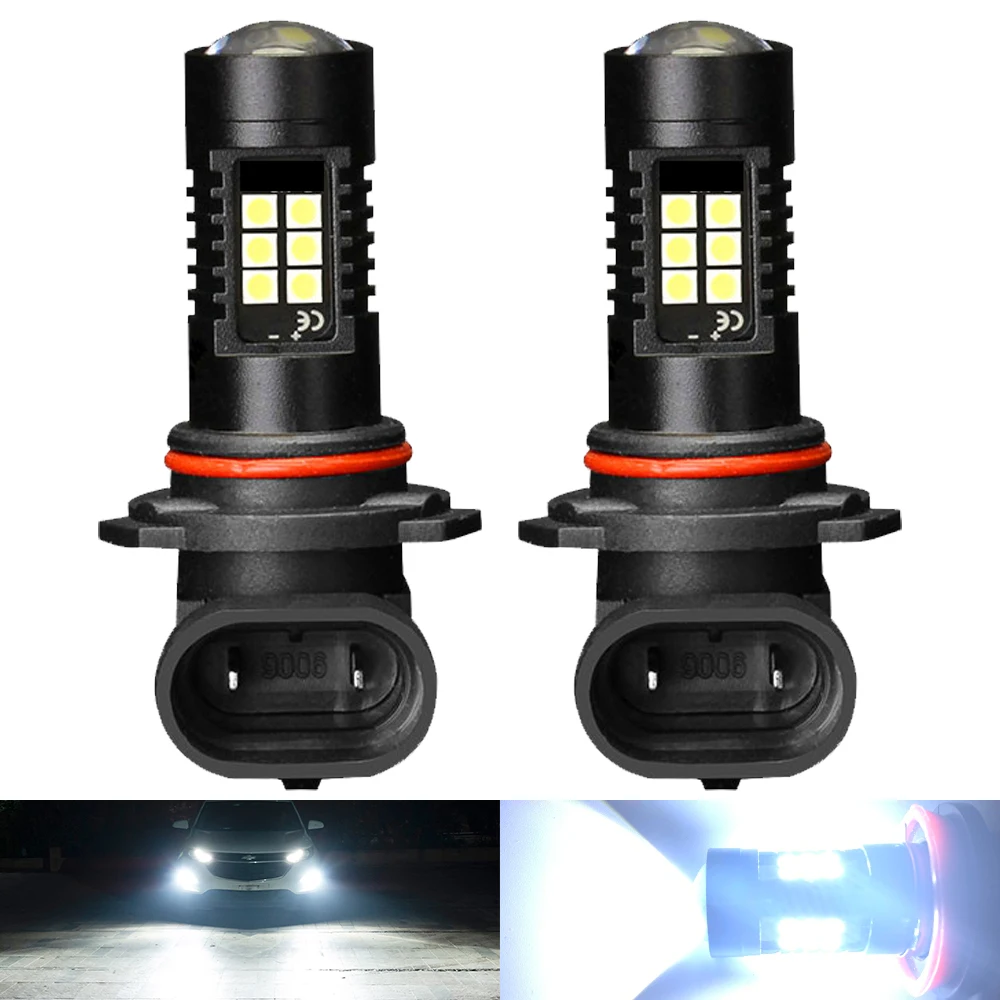 H8 H11 LED 자동차 안개등 전구 9005 HB3 9006 HB4 H16JP Led 램프 자동 주간 운전 슈퍼 브라이트 1200LM 6000K 화이트 12V, 2 개