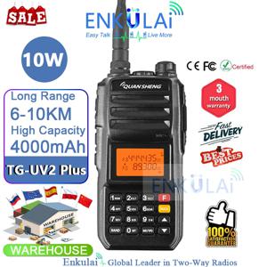 QuanSheng TG UV2 Plus 10W 워키토키 장거리 10KM 트럭 운전사의 워키토키 UHF VHF 듀얼 밴드 QuanSheng TG-UV2 Plus 4000mAh 사냥 하이킹 및 기타 야외 활동을 위한 양방향 라디오