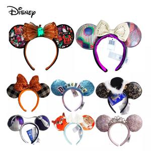 디즈니 미니 미키 귀 머리띠, 홀리데이 파티 스팽글 머리 장식, 리본 귀 의상, 봉제 인형 머리띠, 성인 및 어린이 선물