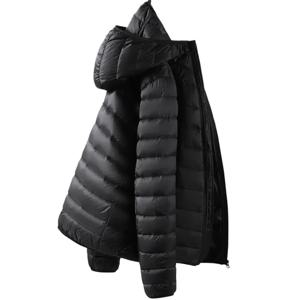 남성용 지퍼 후드 패딩 재킷, 경량 다운 재킷, 2024 가을 겨울, 신상 코트, 오버사이즈 5XL 6XL
