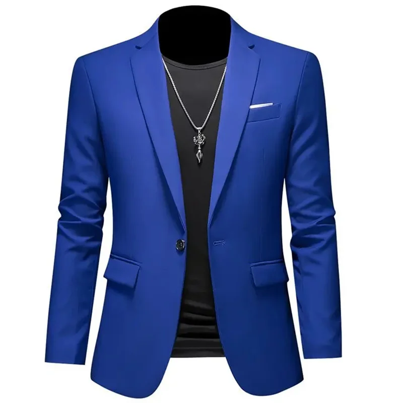 남성용 비즈니스 슬림핏 싱글 버튼 정장 재킷, 고품질 슬림핏 캐주얼 패션, 결혼식 신랑 턱시도 블레이저 코트, 6XL-M