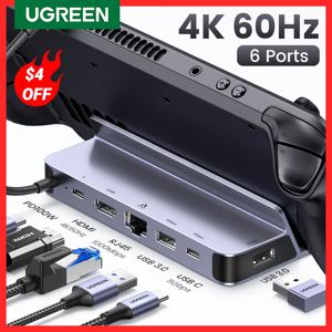 UGREEN-USB C 도킹 스테이션, 타입 C to HDMI 4K60Hz RJ45 PD100W Dock for Steam Deck Nintend Switch MacBook Pro Air PC USB 3.0 허브