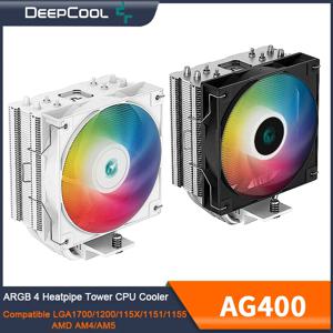 DEEPCOOL AG400 에어 쿨러, 4 히트 파이프 ARGB PWM 프로세서 CPU 쿨러, LGA1700 1200 115X 1151 1155 AMD AM4 AM5 용
