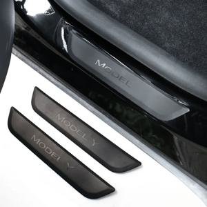 테슬라 모델 3 Y용 후면 도어 씰 장식 랩 커버, ABS 웰컴 페달 스티커, 보호 스트립, 자동차 액세서리 2017-2023