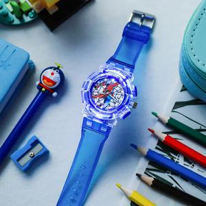 디즈니 스파이더맨 야광 시계 어린이 히어로 시계, 귀여운 실리콘 다채로운 조명 시계, 여아용 선물